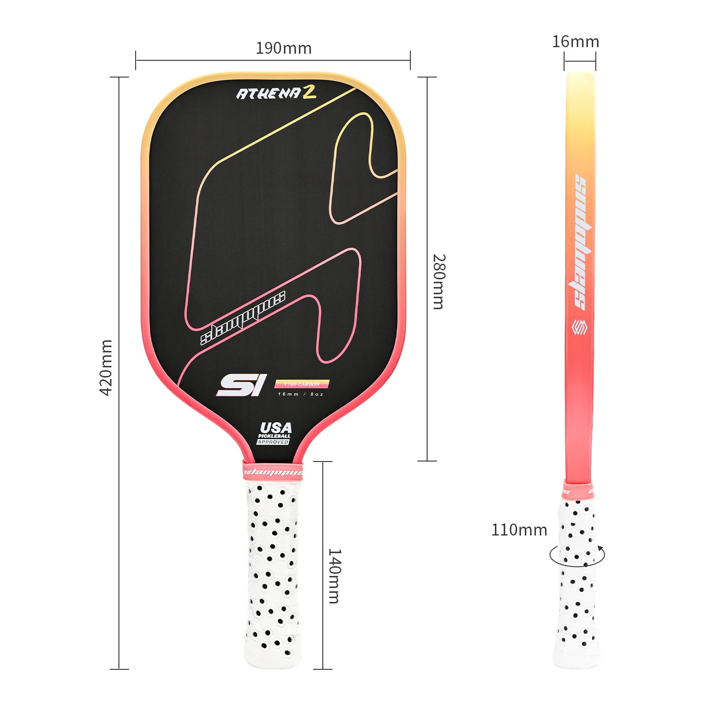 Slamopus 16mm ATHENA2 ATH-XC-EL2 Pickleball Paddle